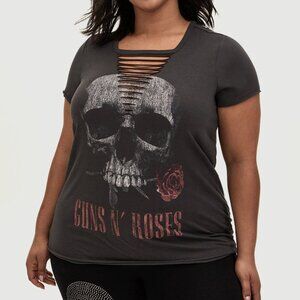 NWT - GUNS N' ROSES - Slash Tee - Black Wash- SKULL W/ROSE - TORRID SIZE 0